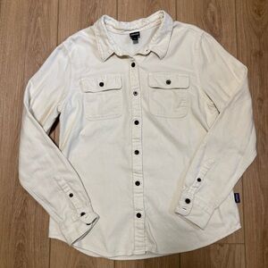 Patagonia Fjord Organic Cotton Flannel Shirt Birch White Large